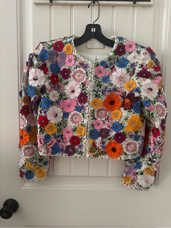 Alice + Olivia Jackets & Blazers - Alice + Olivia Multicolor Floral Embroidered Cropped Jacket